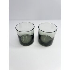2‎ Whiskey Glasses MCM Smoke Grey Vintage Rocks Tumblers Bar Cups Midcentury